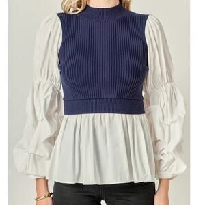 Anthropologie English Factory Dark Academia Preppy Sweater Vest/Blouse, Medium